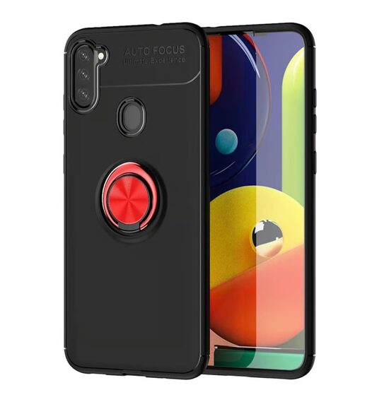 Защитный чехол для телефона Samsung Galaxy A11, черный, магнитный, с кольцом